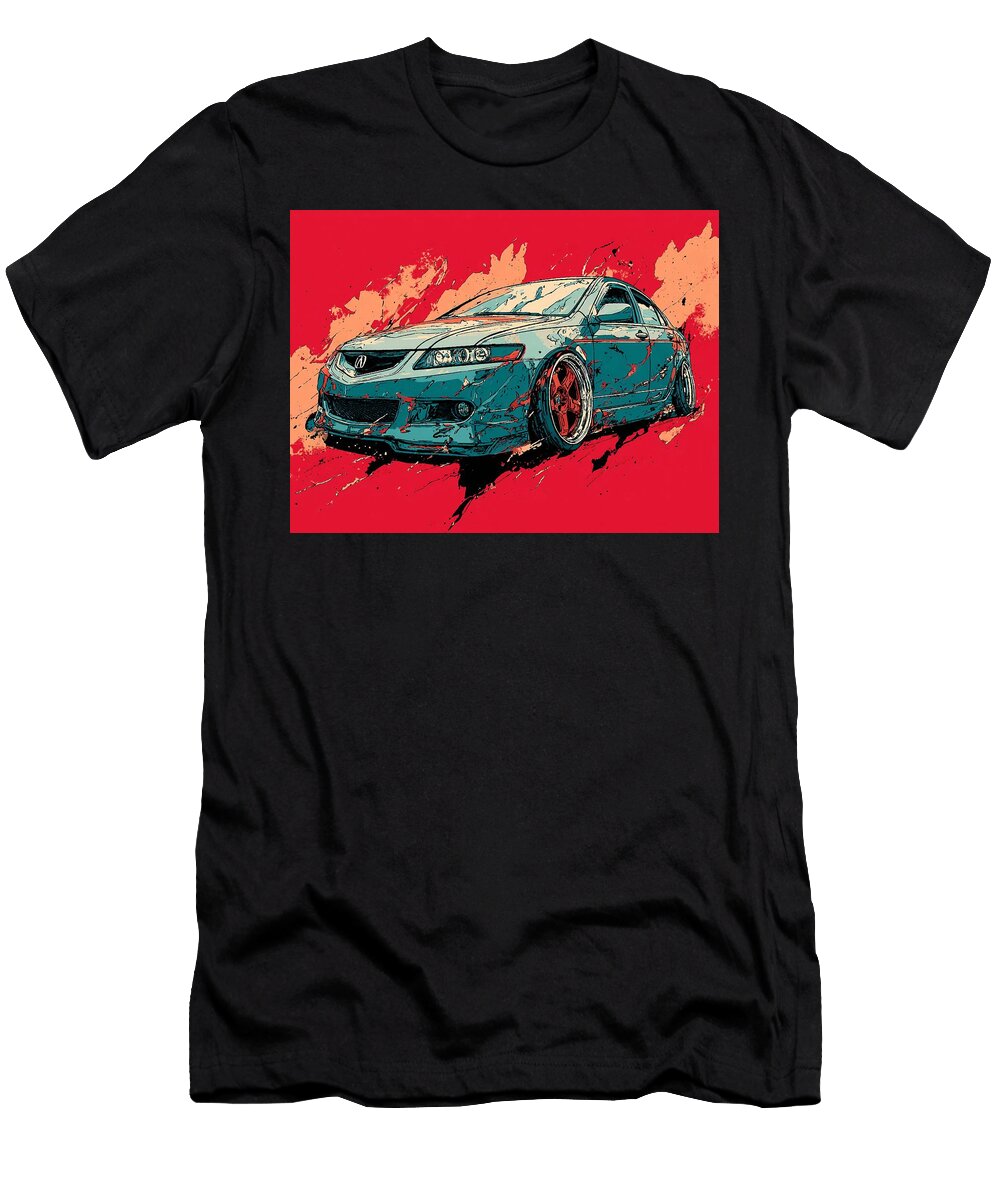 Car Illustration Acura Tsx 2004 Sedan Abstract Art Stylish Car Art Hollie Love T-Shirt