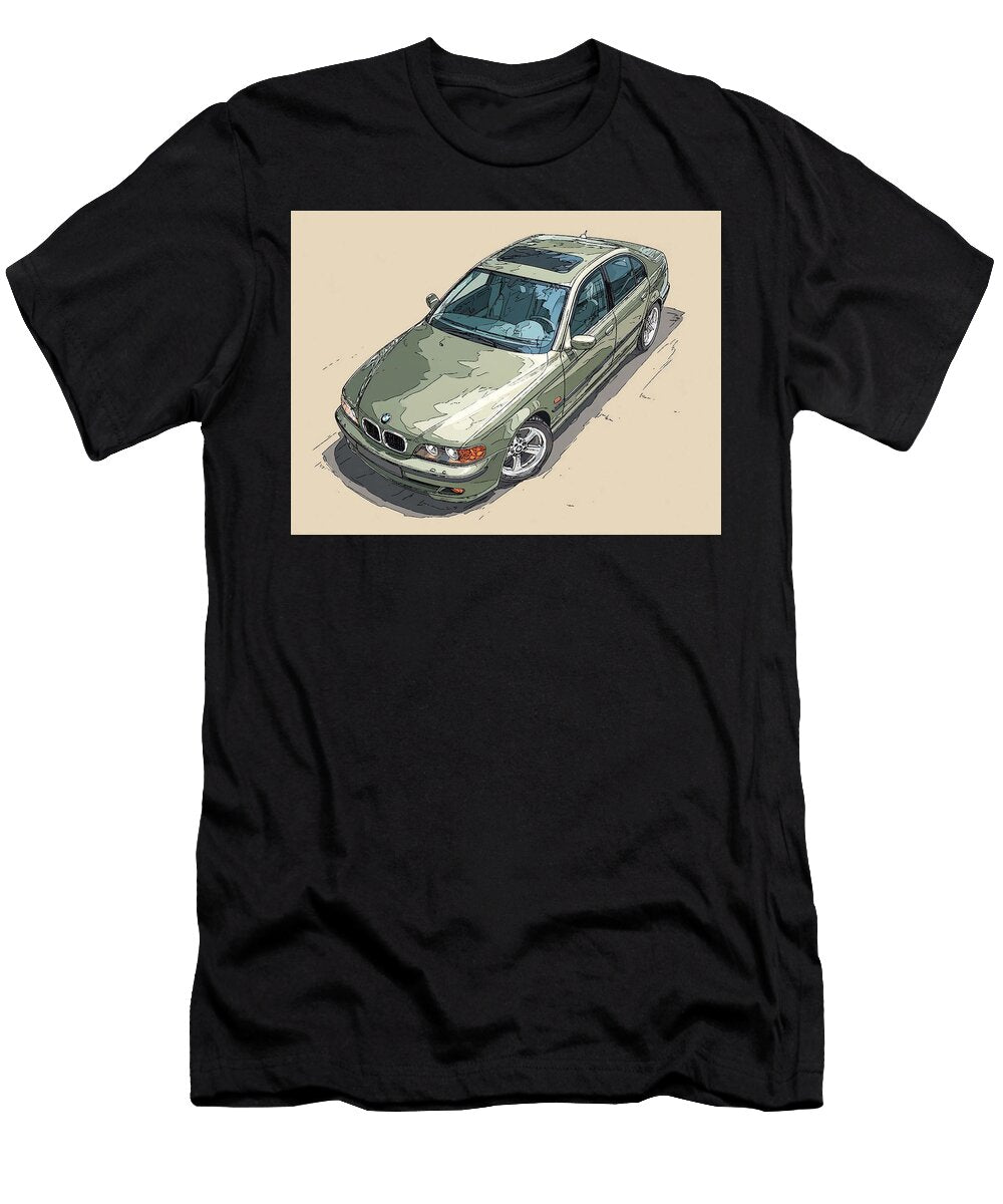 Car Illustration BMW 5 Series 2003 Sedan Vintage Automobile Elegant Vintage Car Drawing Hollie Love T-Shirt