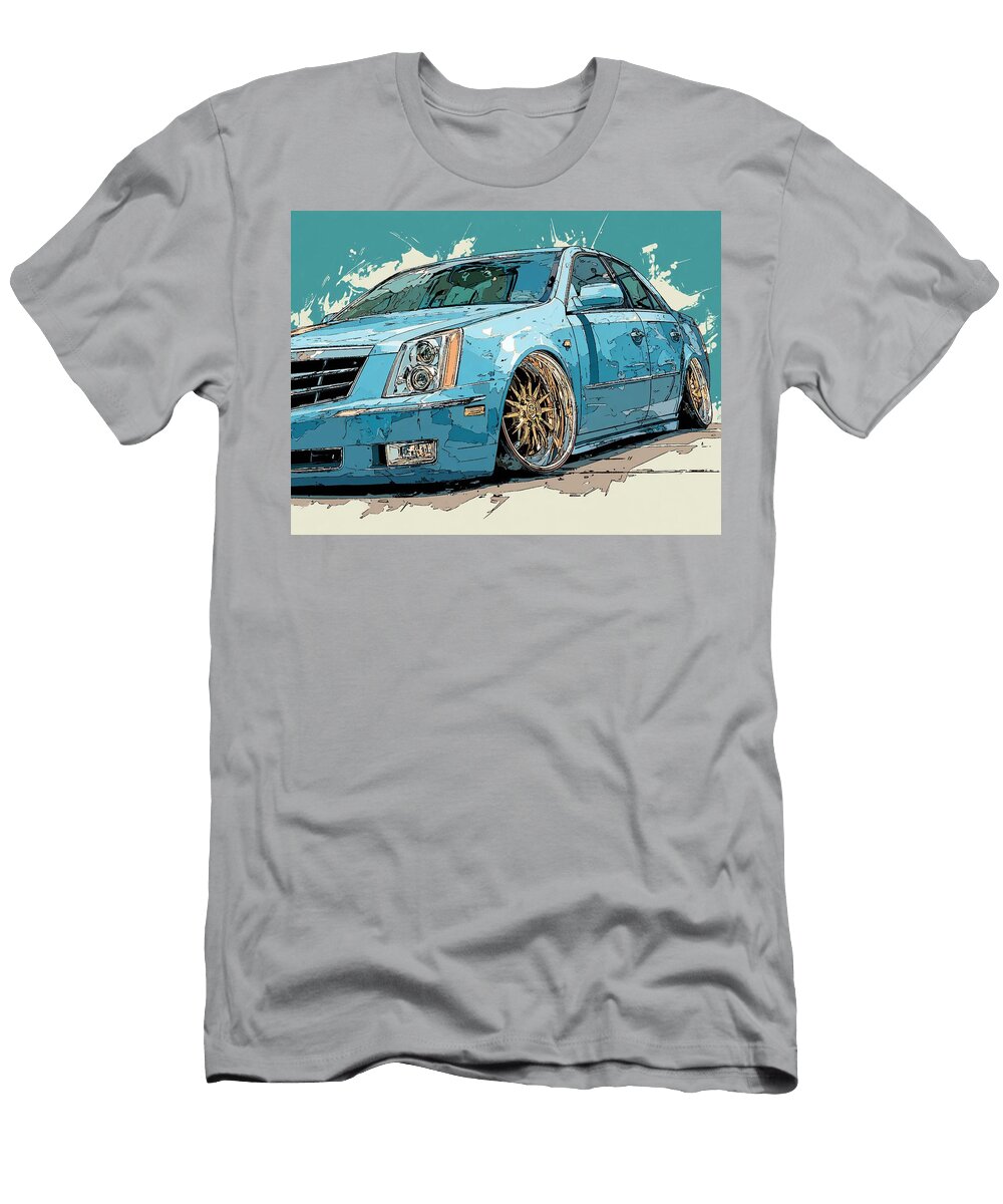 Car Illustration Cadillac Dts 2006 Sedan Custom Design Blue Car Illustration Hollie Love T-Shirt