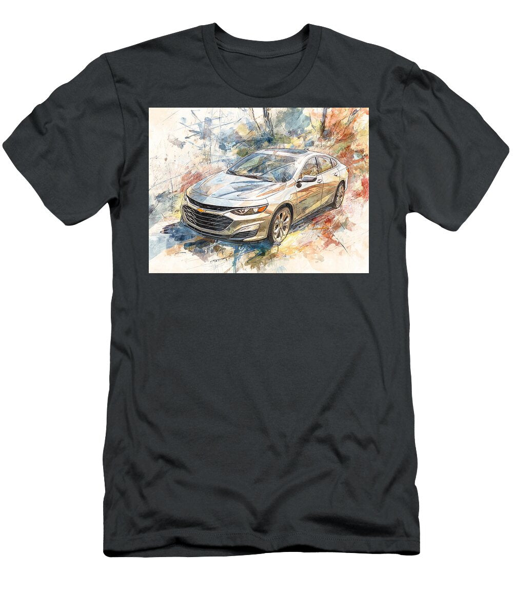 Car Illustration Chevrolet Malibu 2023 Sedan Modern Vehicle Artistic Car Drawing Hollie Love T-Shirt