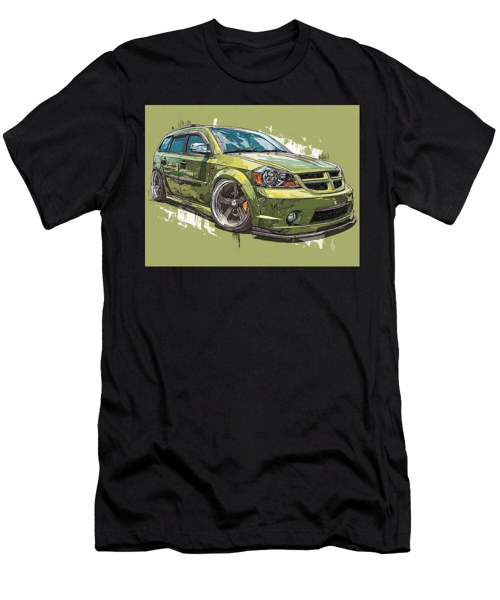 Car Illustration Dodge Caliber 2007 Hatchback Custom Design Green Car Drawing Design Hollie Love T-Shirt