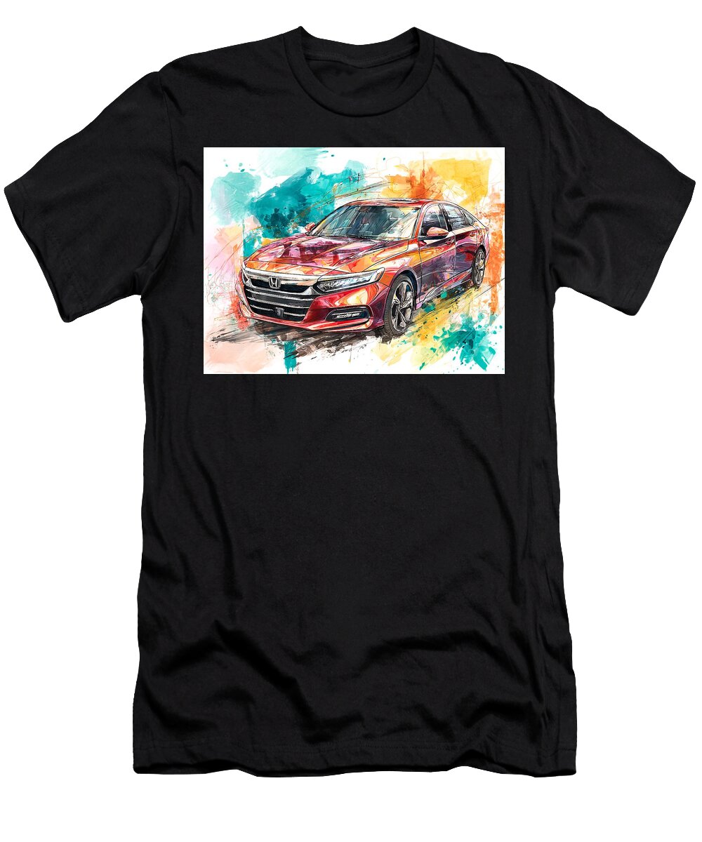 Car Illustration Honda Accord 2023 Sedan Abstract Design Colorful Car Illustration Hollie Love T-Shirt