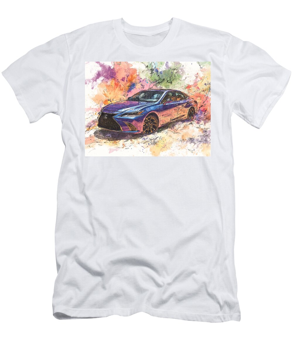 Car Illustration Lexus Es 2023 Sedan Abstract Art Colorful Car Illustration Hollie Love T-Shirt