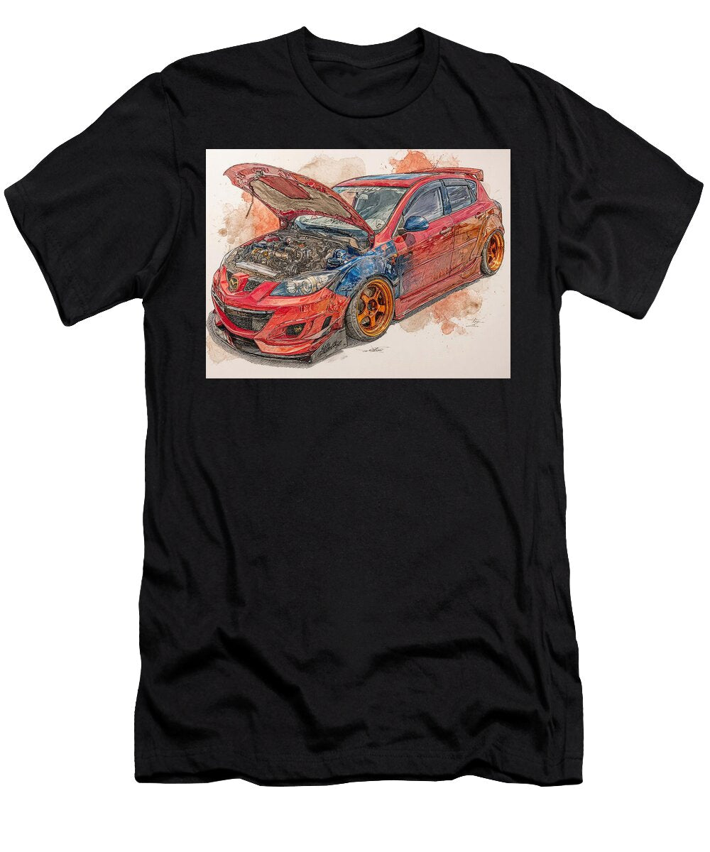 Car Illustration Mazdaspeed3 2007 Hatchback Custom Car Vibrant Car Drawing Hollie Love T-Shirt