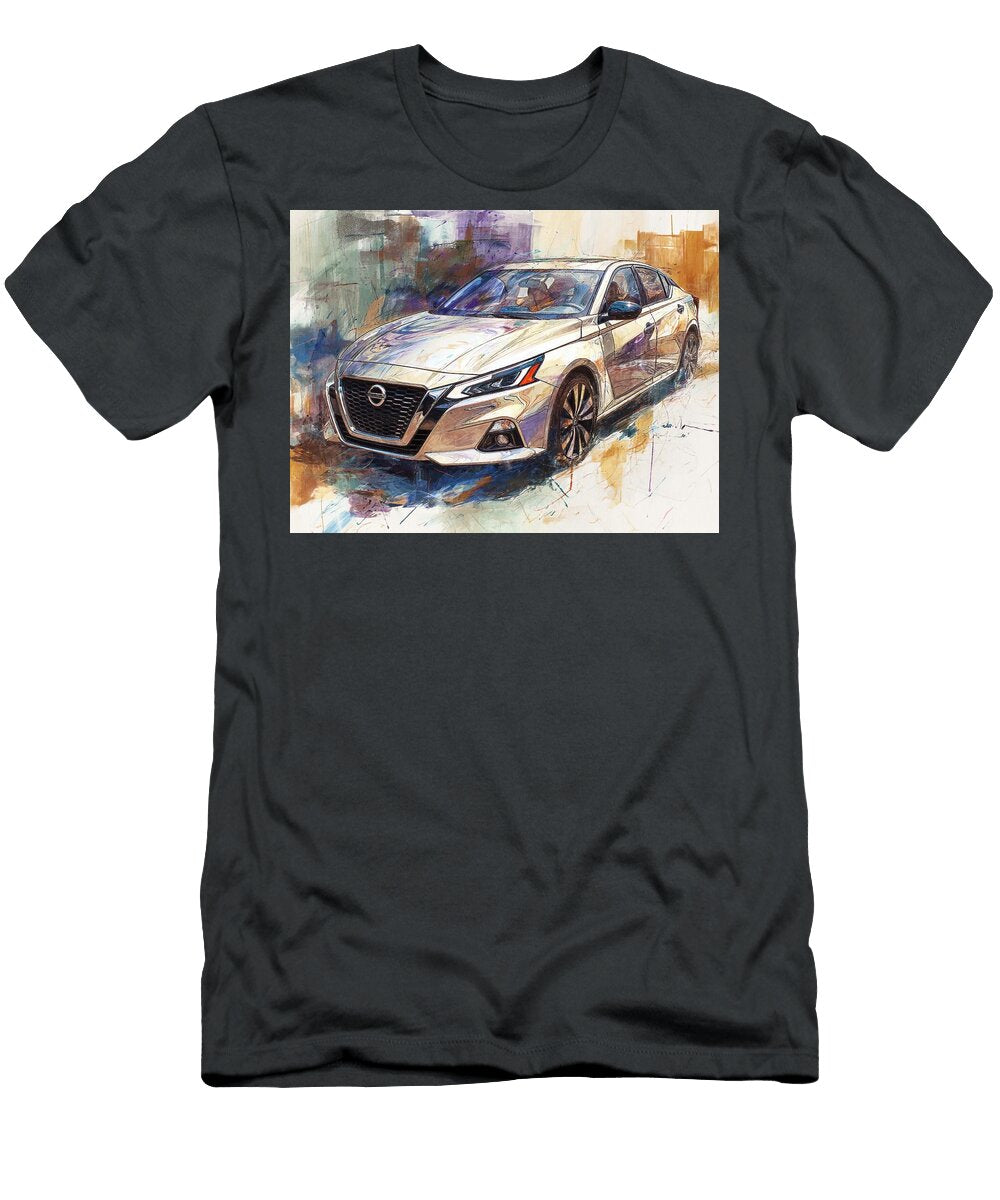 Car Illustration Nissan Altima 2023 Sedan Modern Vehicle Golden Car Art Hollie Love T-Shirt