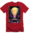 Car on a Road Under a Full Moon in a Dreamlike Forest Kyran Estrada T-Shirt