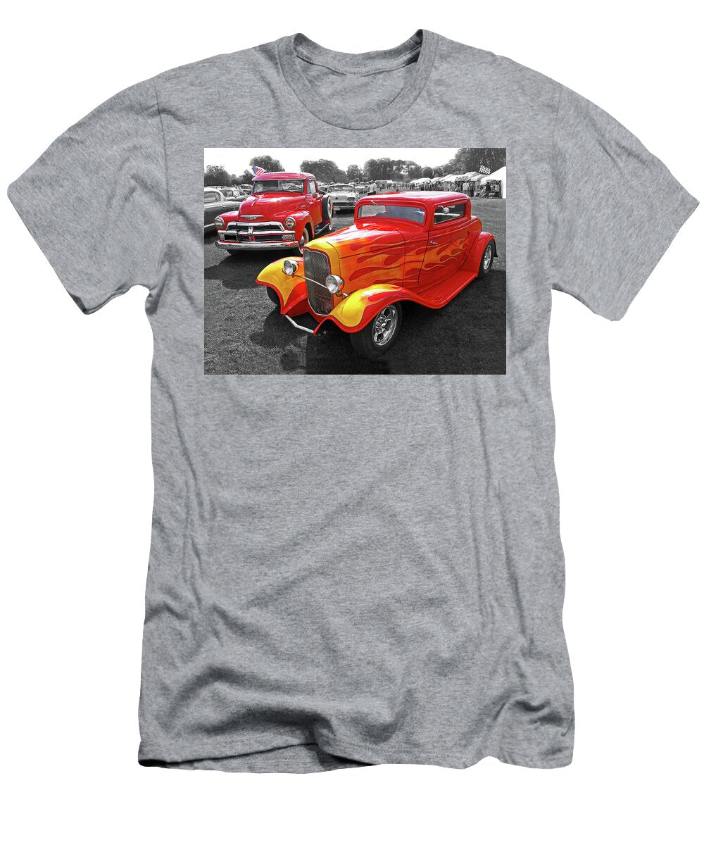 Car Show Fever 54 Chevy with a 32 Ford Coupe Hot Rod Gill Billington T-Shirt