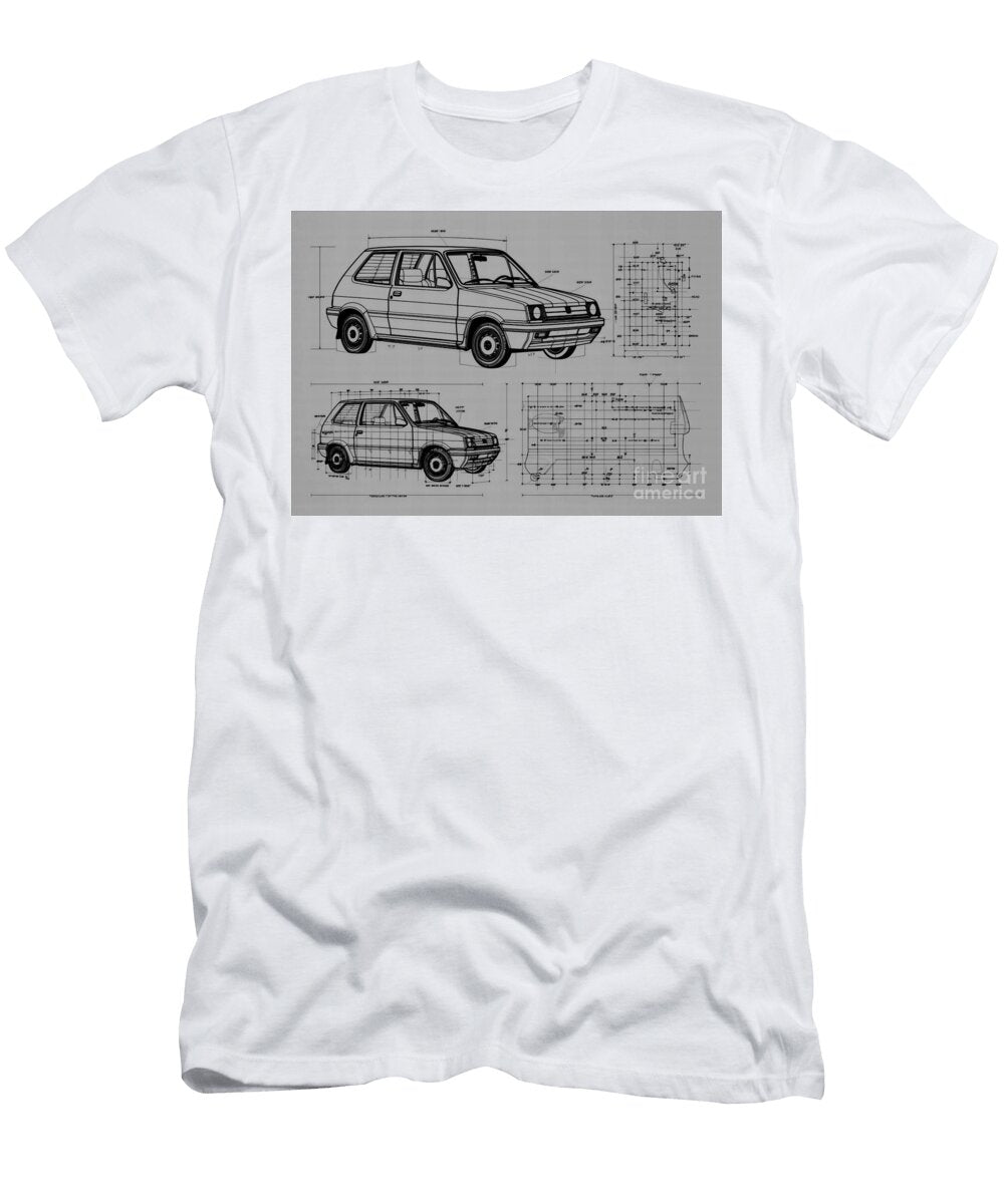 Car Vehicle Geometric Auto Monochrome Sketch Pencil Justy Subaru Minimal Clint Mclaughlin T-Shirt