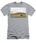 Car with the Traveler Stands on the Roadside in a Yellow Field in Zabljak in Montenegro Elena Saulich T-Shirt