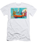 Celebrate Havanas Retro Vibes Saxophone and Orange Convertible in a Colorful Urban Scene Olfactoart Studio T-Shirt