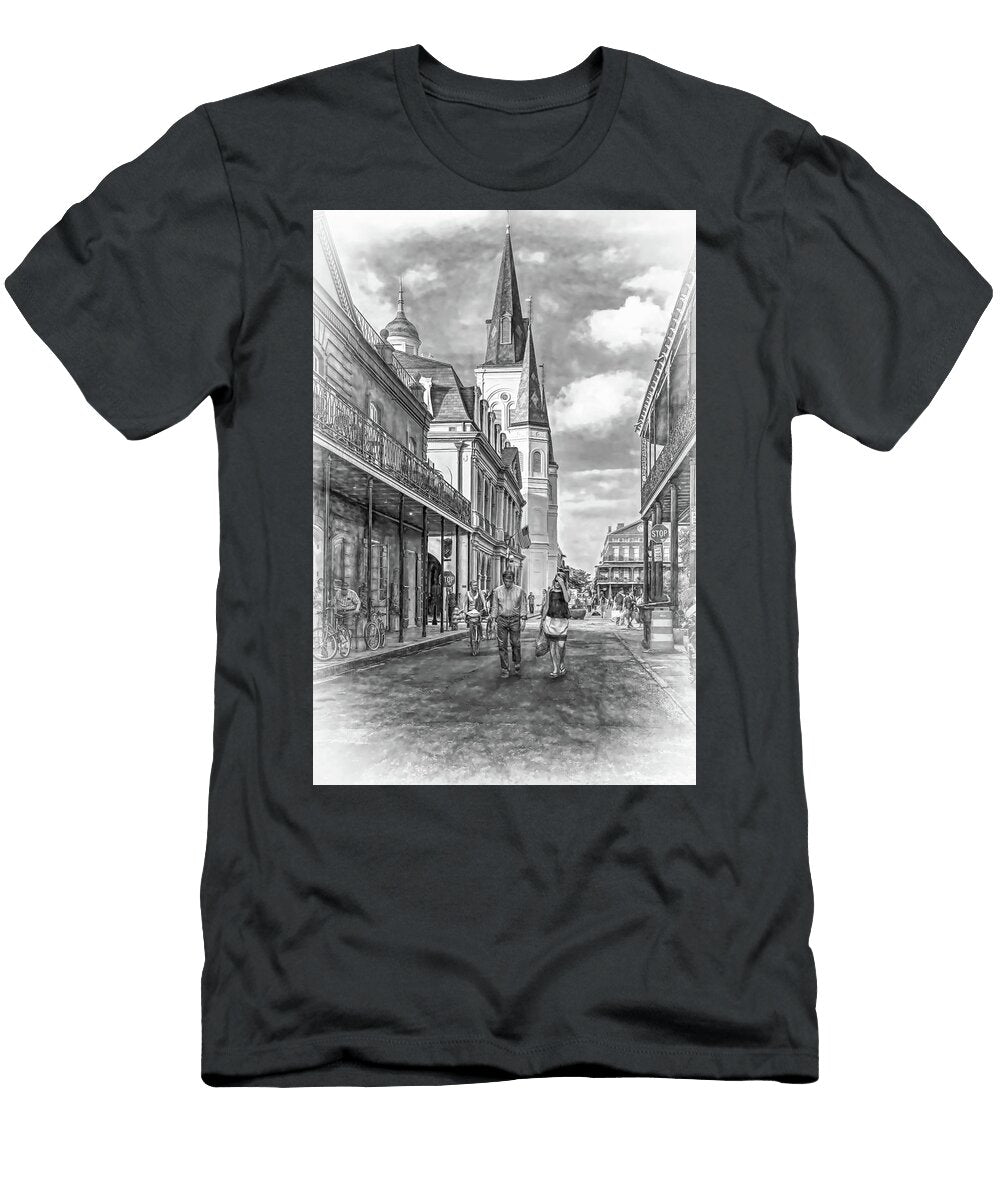 Chartres St in the French Quarter 4 Paint Bw Steve Harrington T-Shirt