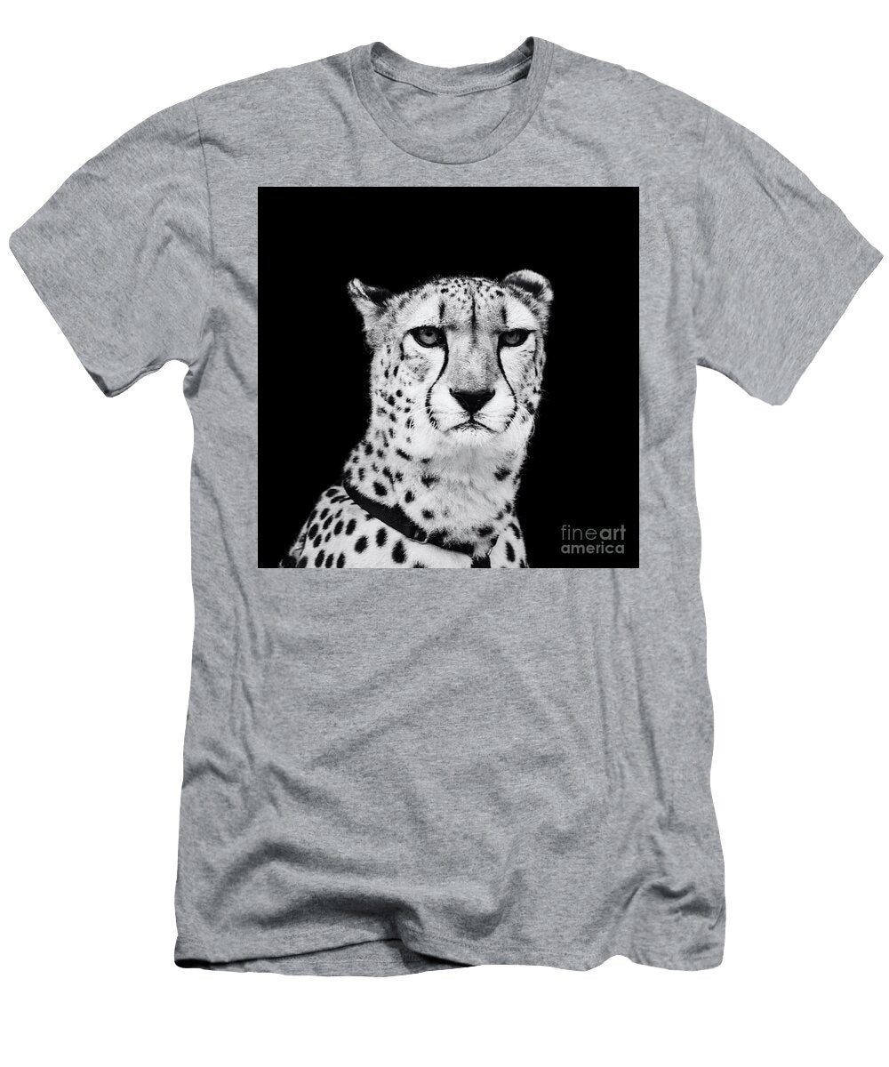 Cheetah Face Portrait Close Up Square Black and White Dmr Filho T-Shirt