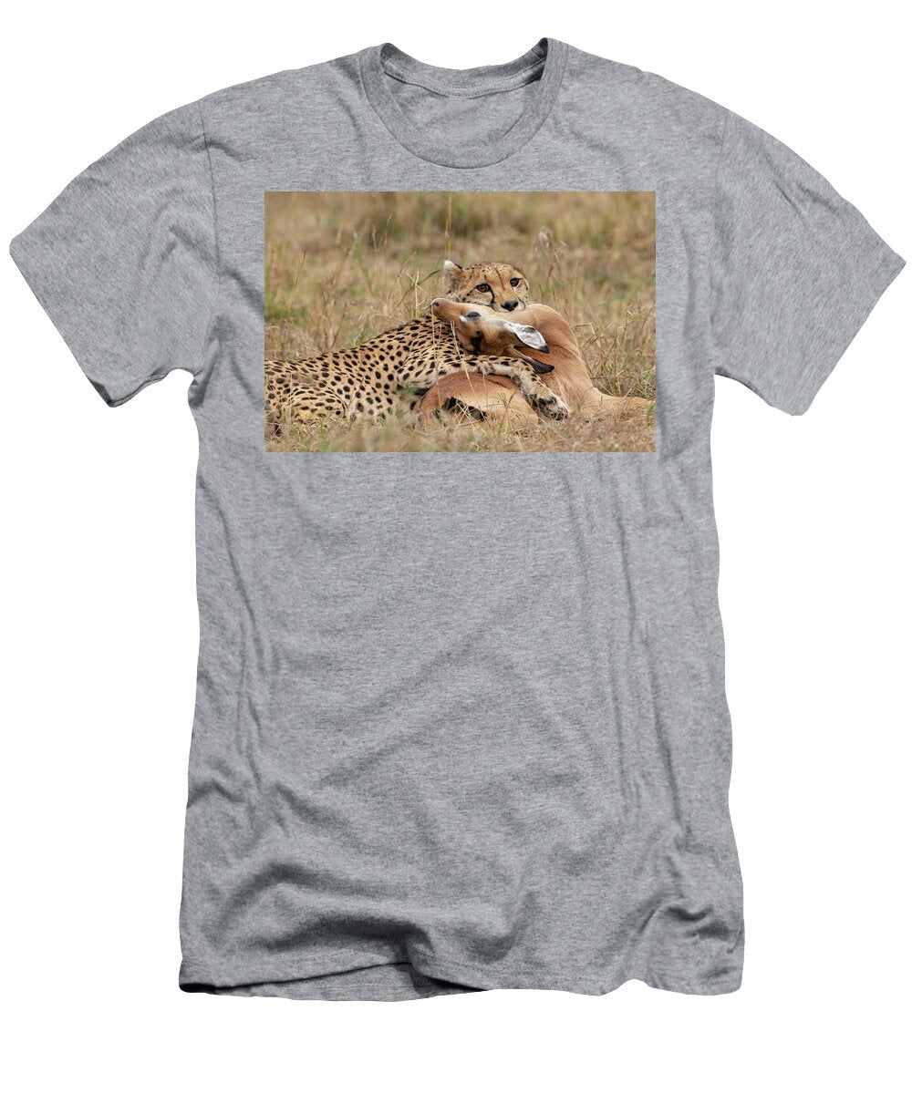 Cheetah Female Killing an Impala Masai Mara Game Reserve Denis Huot Natureplcom T-Shirt