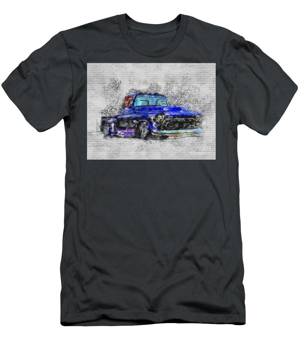 Chevrolet 3100 Lowrider Retro Cars 1957 Blue Pickup American Ashtyn Treutel T-Shirt