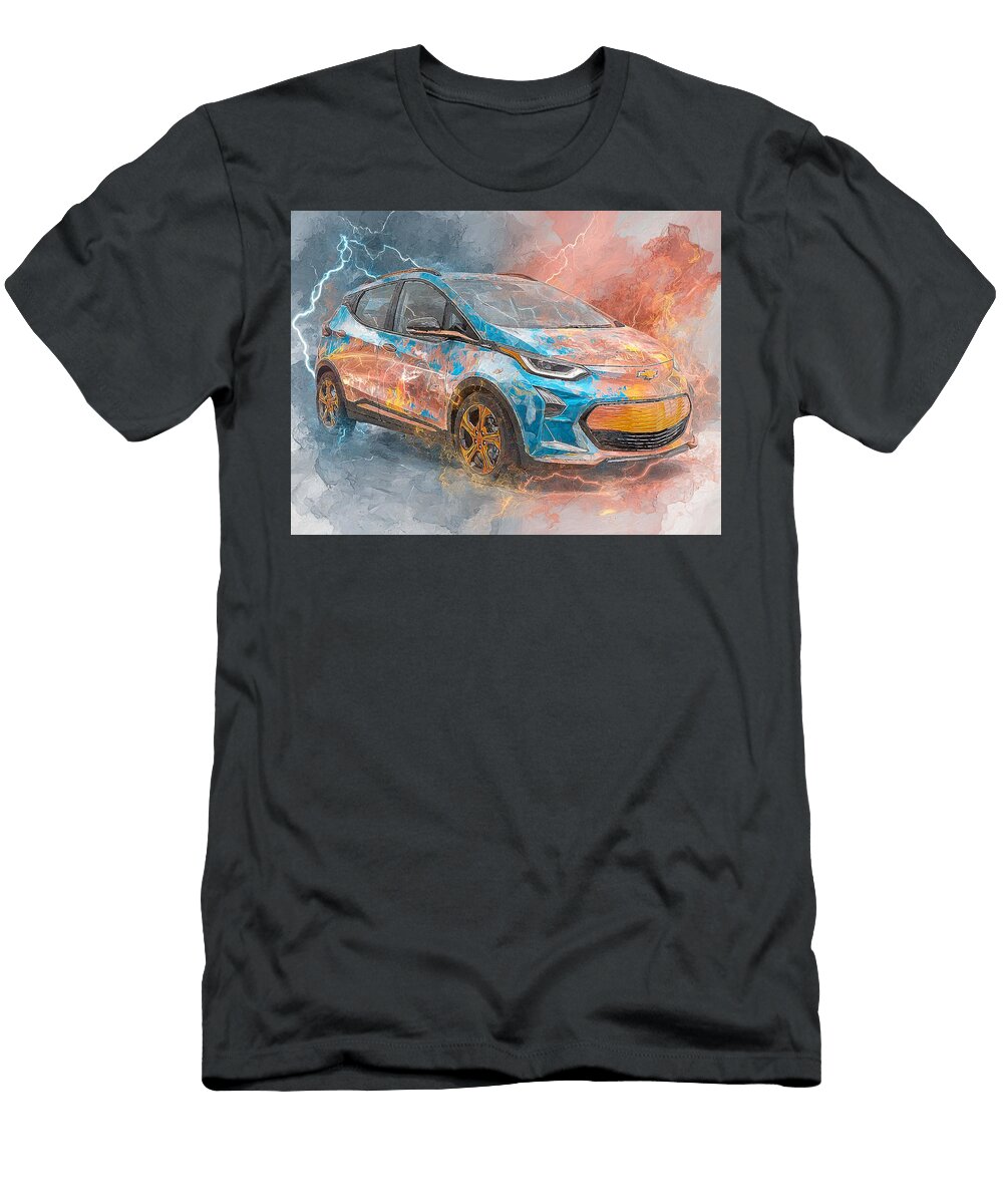 Chevrolet Bolt 2023 Electric Hatchback Electric Vehicle Abstract Art Electric Car Abstract Art Hollie Love T-Shirt