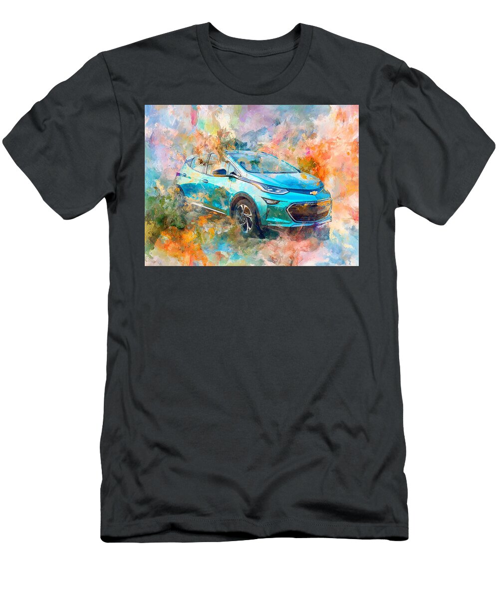 Chevrolet Bolt 2023 Electric Hatchback Electric Vehicle Abstract Car Electric Car Abstract Art Hollie Love T-Shirt