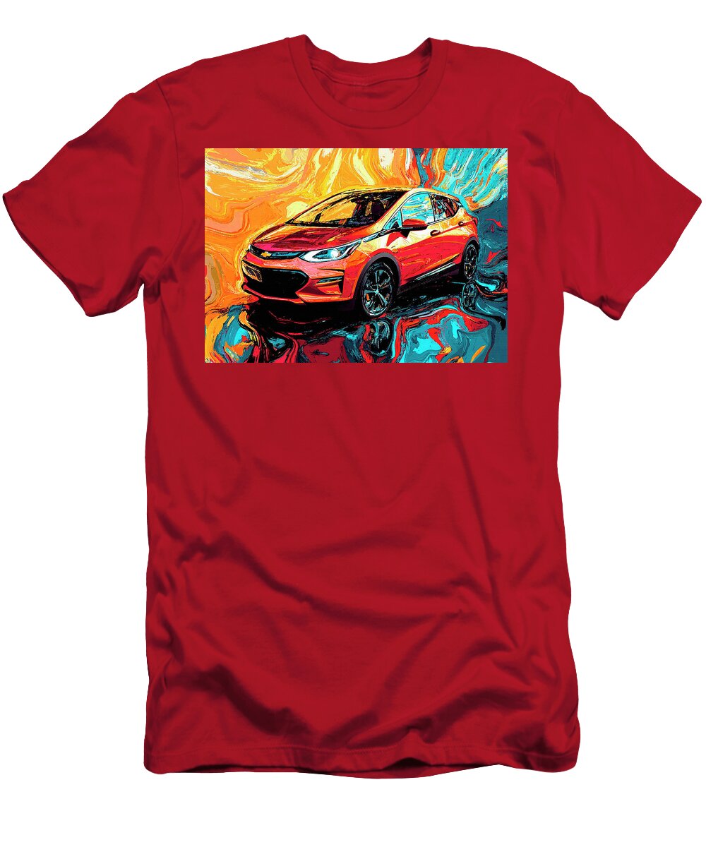 Chevrolet Bolt Ev 2016 USA Electric Hatchback Abstract Car Vibrant Colors and Bold Strokes Pollard Halle T-Shirt