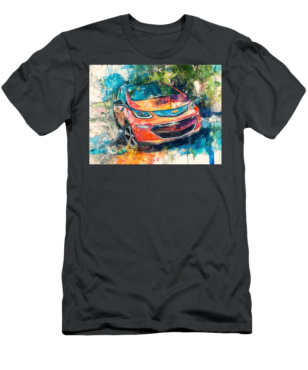 Chevrolet Bolt Ev 2017 Electric Hatchback Electric Car Colorful Art Vibrant Electric Vehicle Art Hollie Love T-Shirt