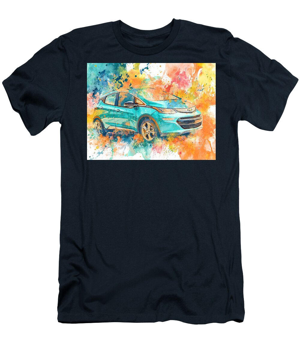 Chevrolet Bolt Ev 2017 Electric Hatchback Electric Vehicle Colorful Car Vibrant Electric Vehicle Art Hollie Love T-Shirt