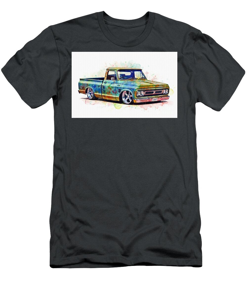 Chevrolet C10 Tuning 1967 Cars Watercolor Retro Cars Watercolor Lowrider Lowell Harann T-Shirt