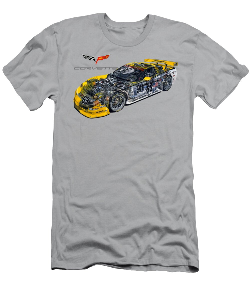 Chevrolet Corvette Zr1 Coupe C5 R with Big V8 Engine Cutaway Automotive Art Vladyslav Shapovalenko T-Shirt