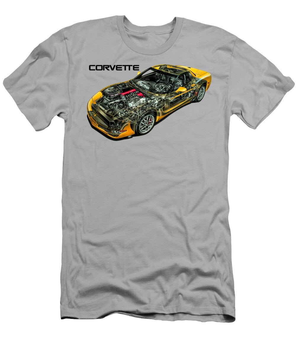 Chevrolet Corvette Zr1 Coupe C5 with Big V8 Engine Cutaway Automotive Art Vladyslav Shapovalenko T-Shirt