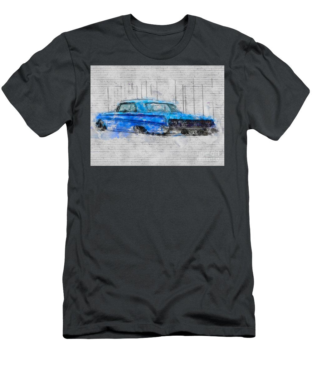 Chevrolet Impala Lowrider Retro American Coupe Blue Rear Ashtyn Treutel T-Shirt