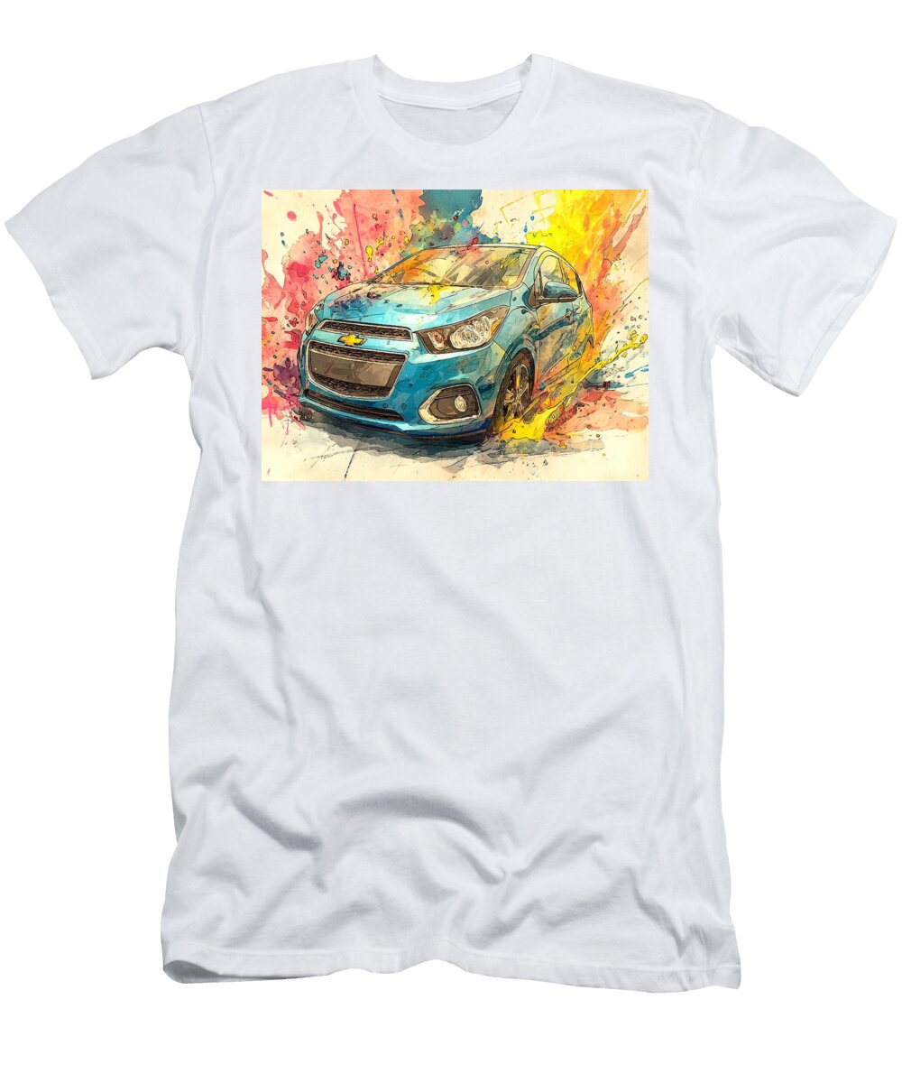 Chevrolet Spark 2013 Hatchback Abstract Art Colorful Car Vibrant Abstract Car Art Hollie Love T-Shirt