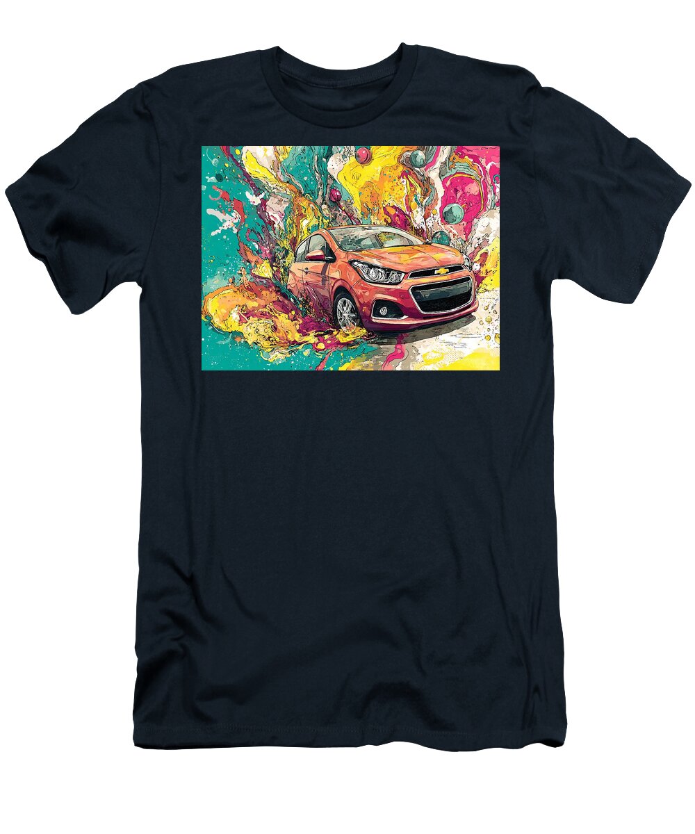 Chevrolet Spark 2013 Hatchback Abstract Art Colorful Car Vibrant Car Abstract Art Hollie Love T-Shirt