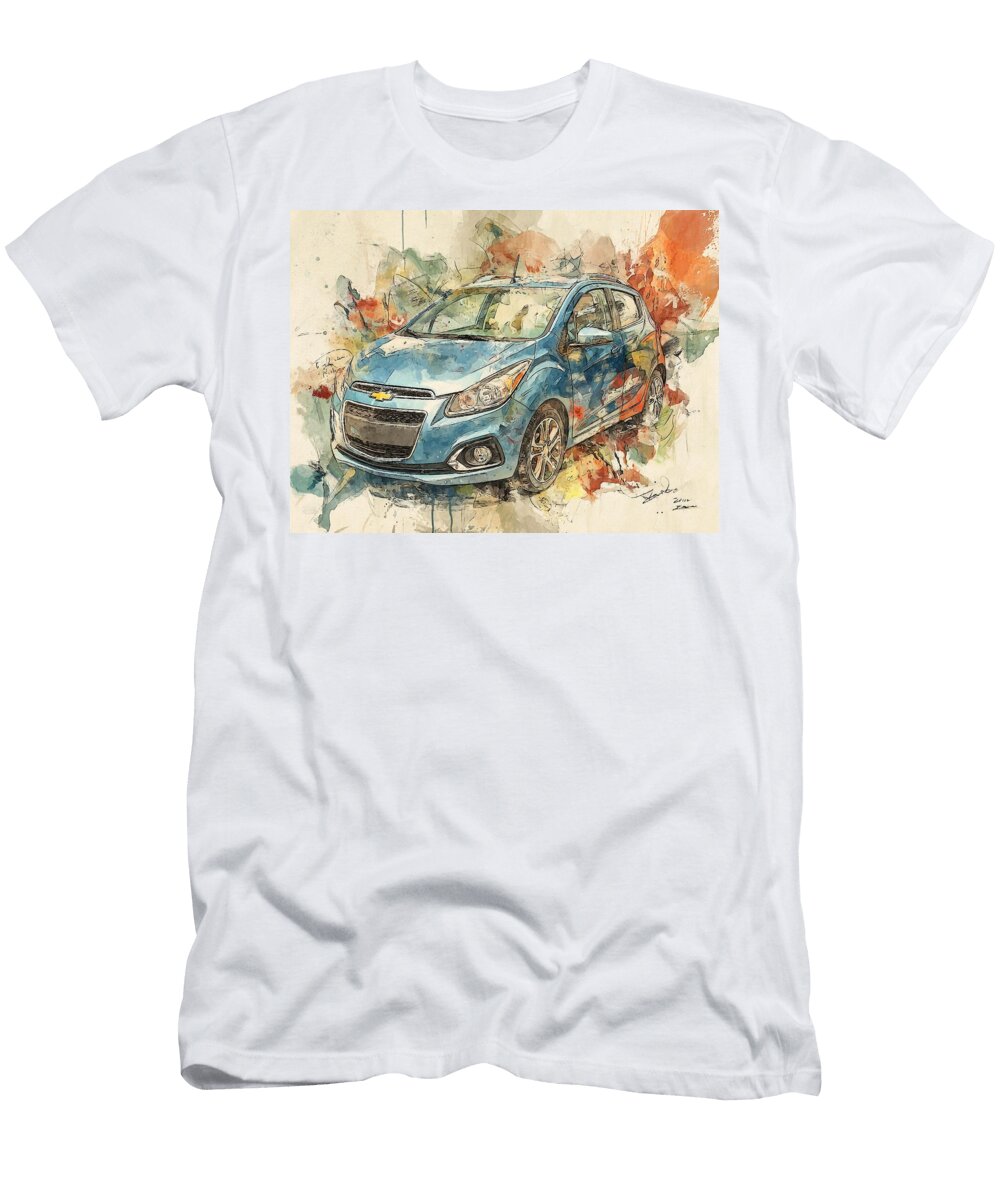 Chevrolet Spark 2013 Hatchback Artistic Car Colorful Design Vibrant Car Art Hollie Love T-Shirt