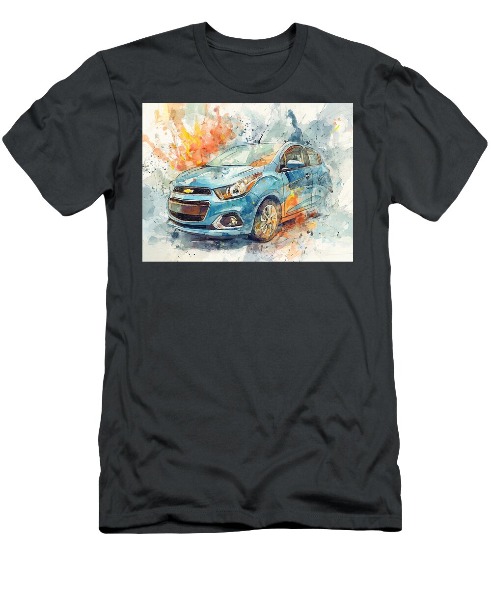 Chevrolet Spark 2013 Hatchback Colorful Car Artistic Design Vibrant Watercolor Car Art Hollie Love T-Shirt