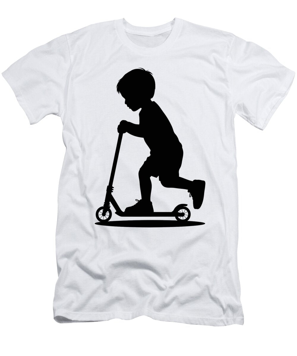 Child Riding a Scooter Silhouette Joanna Redesiuk T-Shirt