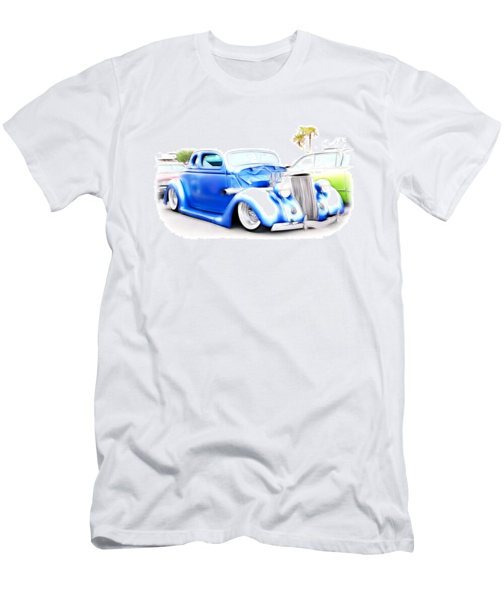 Chopped Blue 1936 Ford Steve Mckinzie T-Shirt
