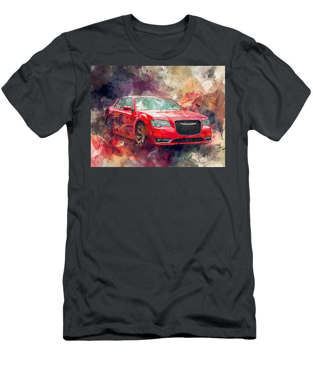 Chrysler 300 2015 Sedan Watercolor Art Red Car Vibrant Red Car Watercolor Hollie Love T-Shirt