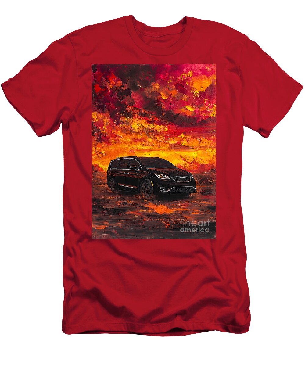 Chrysler Pacifica with a Fiery Sunset Backdrop Car Lovers Gift Fathers Day Gift Gift for Him Destiney Sullivan T-Shirt