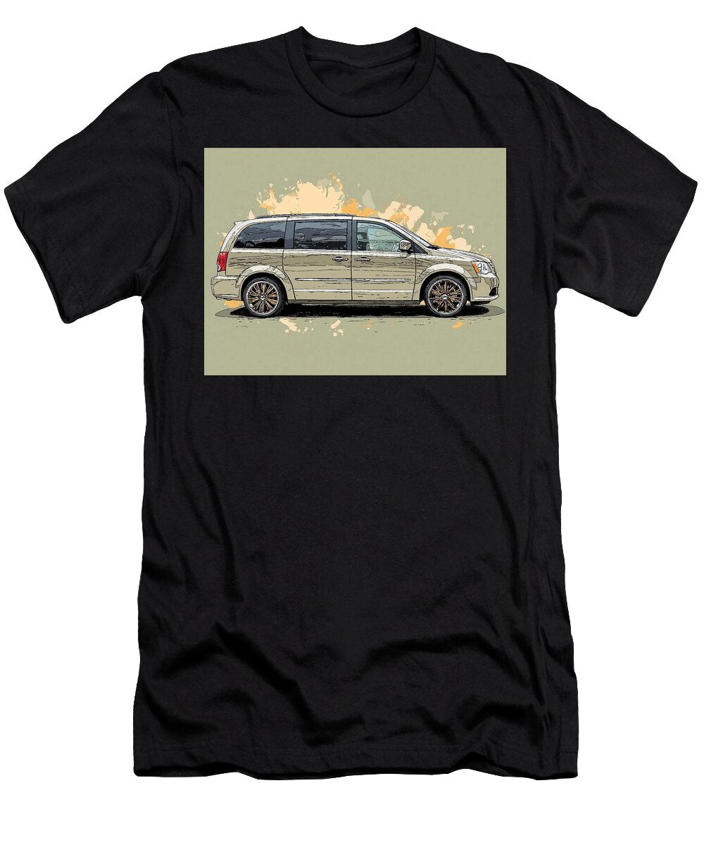 Chrysler Town Country 2010 Minivan Car Drawing Vehicle Illustration Elegant Beige Minivan Sketch Hollie Love T-Shirt