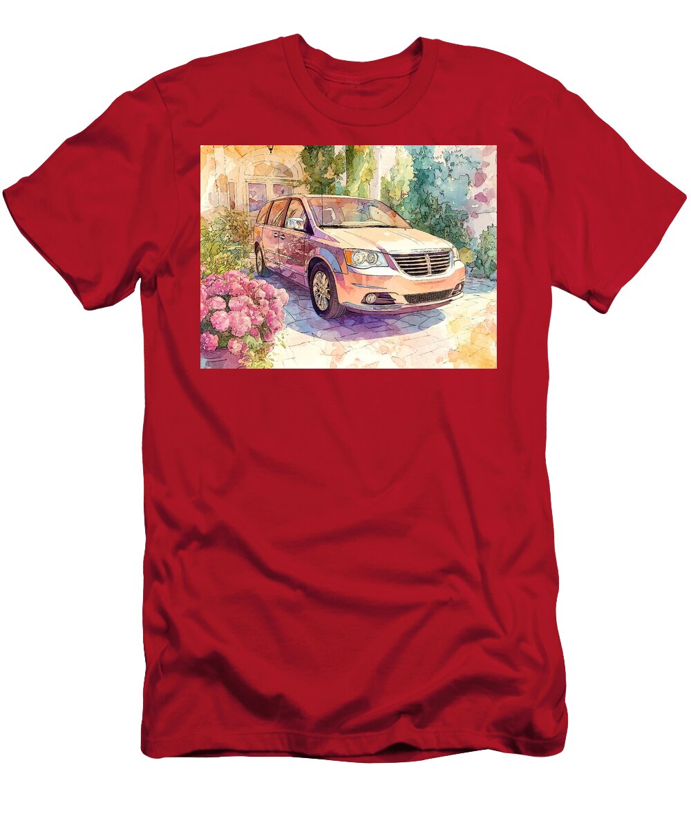 Chrysler Town Country 2010 Minivan Parked Car Summer Day Parked Car in a Garden Hollie Love T-Shirt