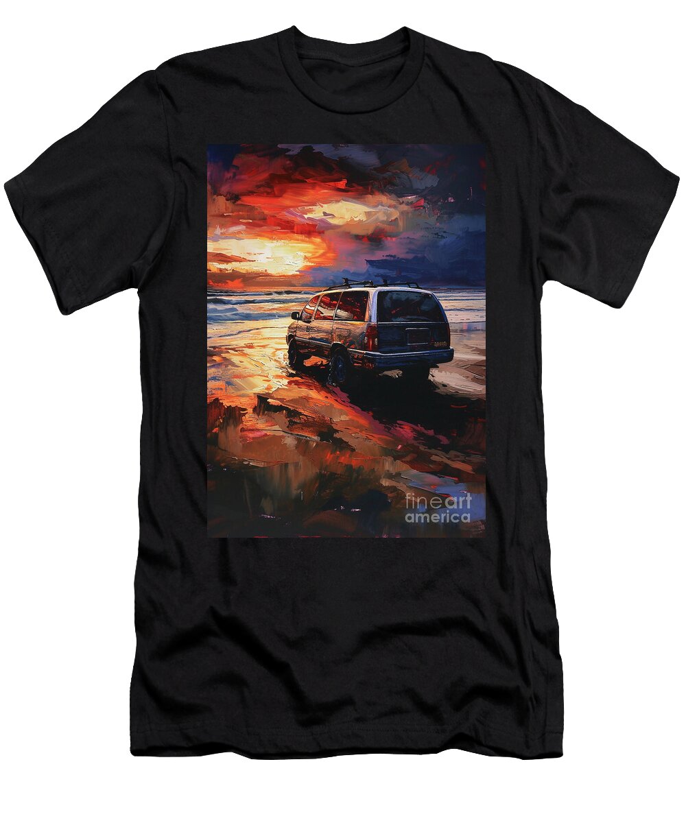Chrysler Voyager in a Beach Sunset Scene Car Lovers Gift Fathers Day Gift Gift for Him Destiney Sullivan T-Shirt