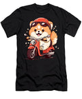Chubby Pomeranian Dog Riding a Red Scooter Natalie Lidford T-Shirt