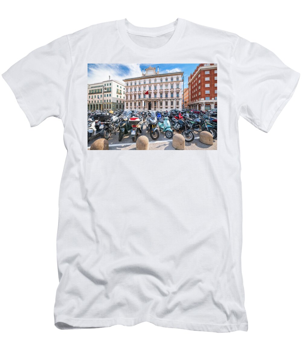 City of Trieste Architecture and Scooter Bikes View Brch Photography T-Shirt