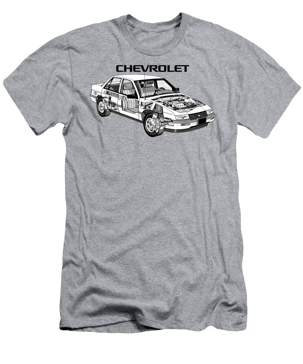 Classic American 4 Door Sedan Chevrolet Corsica Cutaway Automotive Art Vladyslav Shapovalenko T-Shirt