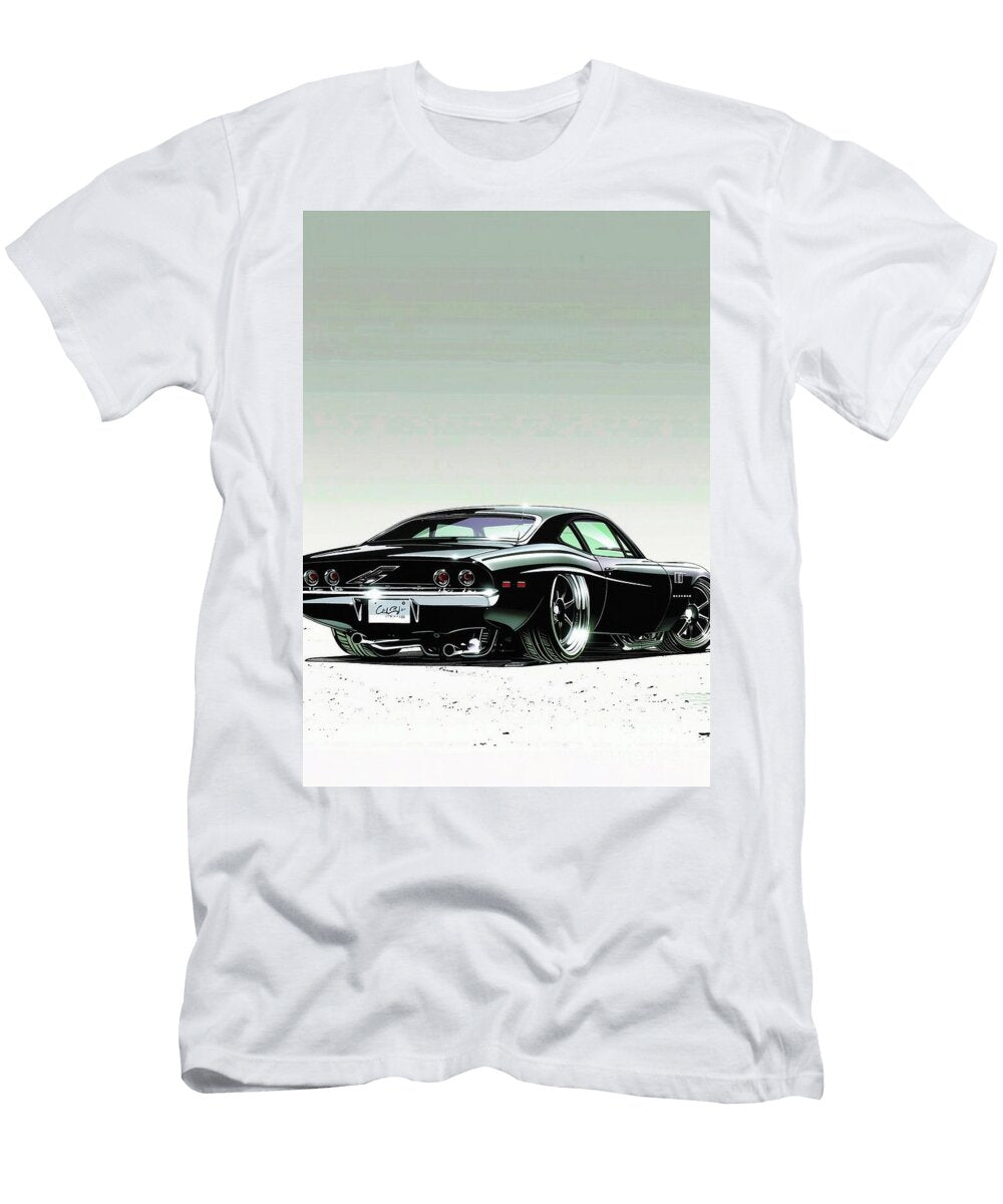 Classic Black Muscle Chevrolet Corvair Car Rear View American Automotive Art Lowell Harann T-Shirt