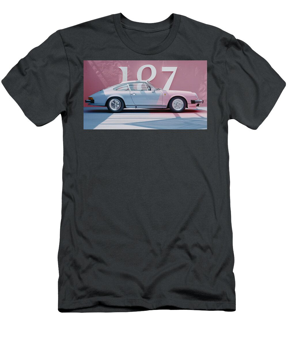 Classic Car Against Pink Backdrop Evie Carrier T-Shirt