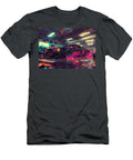 Classic Car in Garage with Neon Lights and Pink Paint Lowell Harann T-Shirt