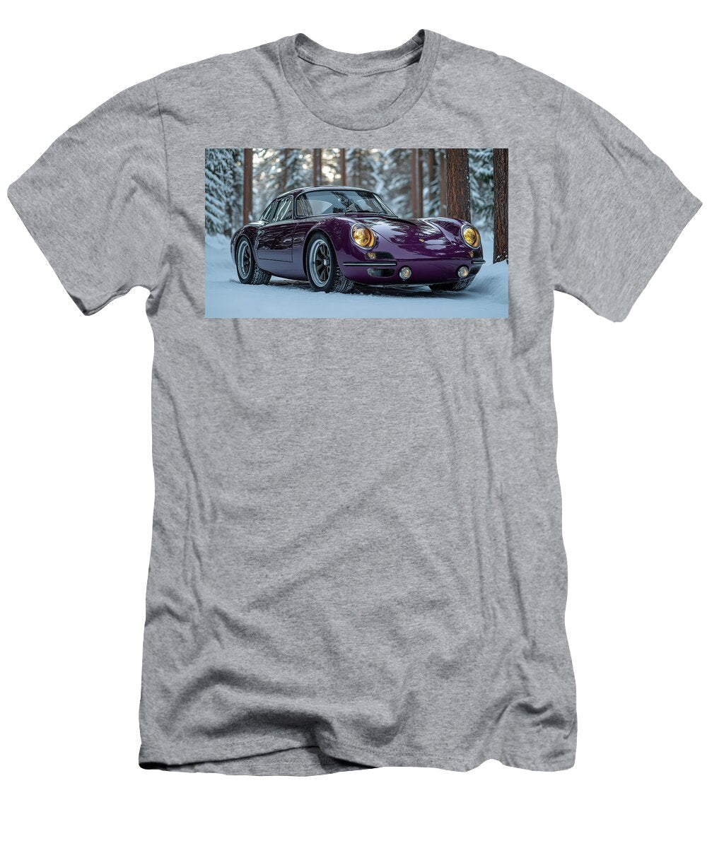 Classic Car in Snowy Forest Evie Carrier T-Shirt