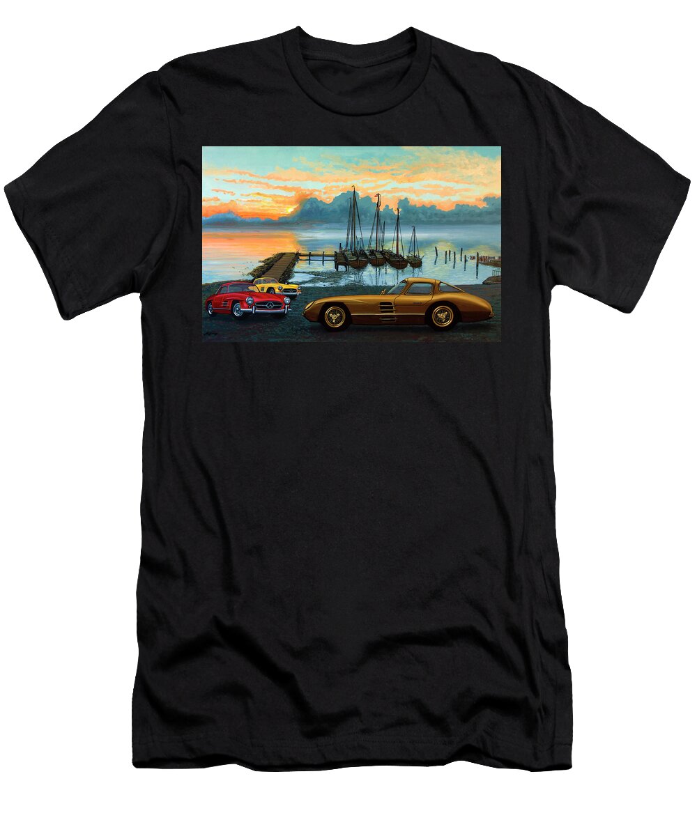 Classic Cars Mercedes By Tranquil Lake Paul Meijering T-Shirt