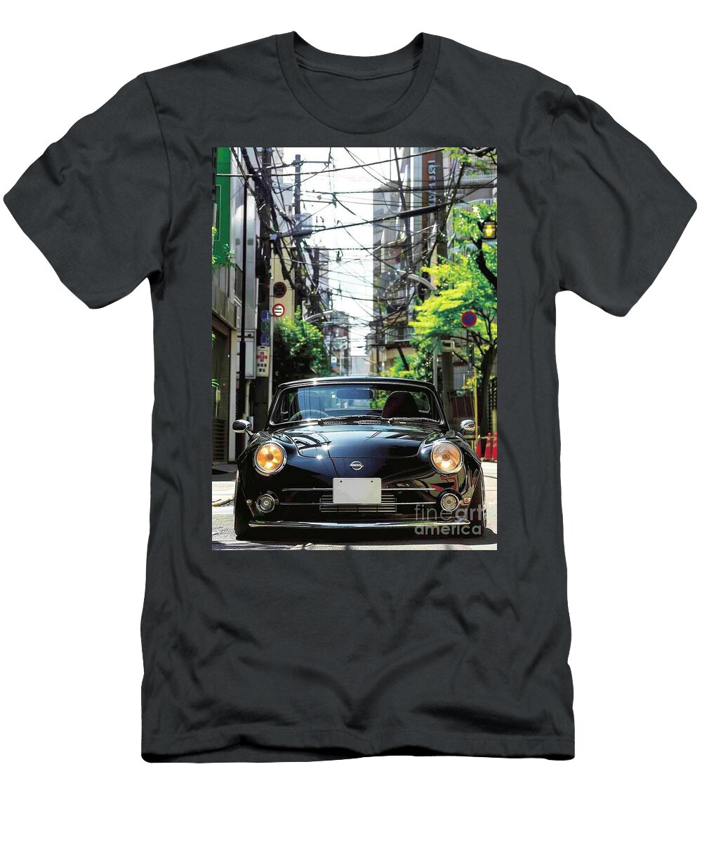 Classic Nissan Nissan Figaro Car Parked on a Street in Japan Lowell Harann T-Shirt