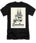 Classic Scooter in Barcelona Barcelona Scooter and Sagrada Familia Art Travel Poster Art Print T-Shirt