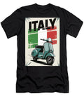Classic Scooter with Italian Flag Italy Scooter Vintage Travel Poster Travel Poster Art Print T-Shirt