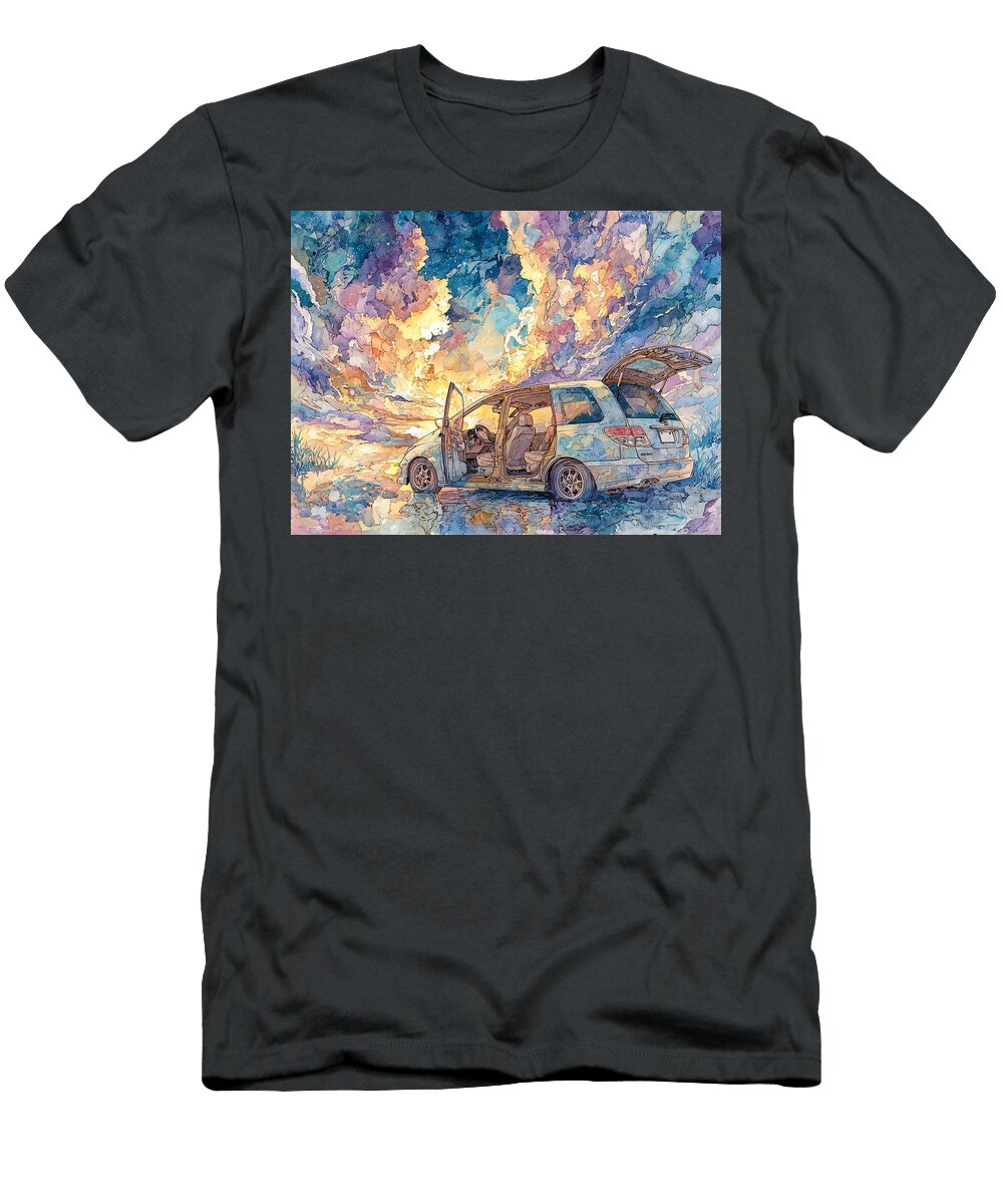 Cloudy Sky Abstract Landscape Honda Odyssey Colorful Artwork Elmer Powers T-Shirt